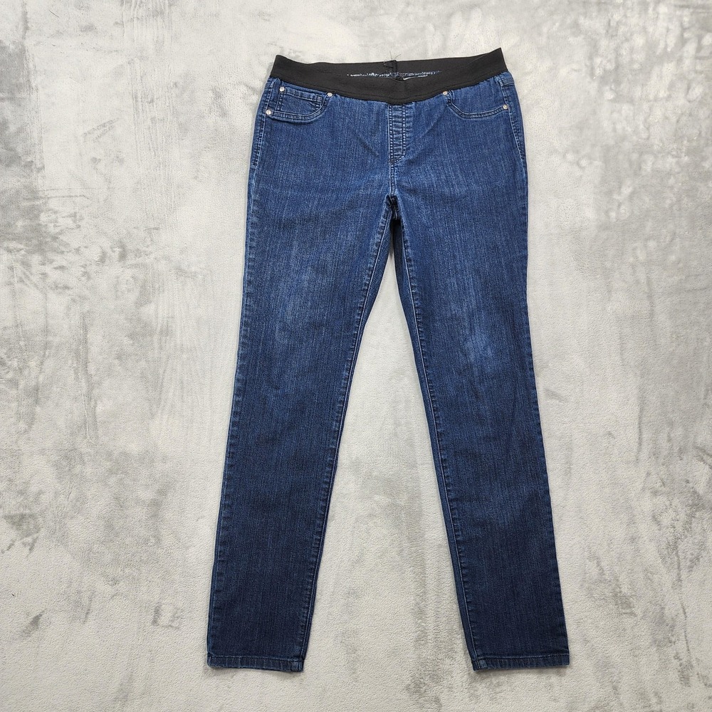 INC‎ International Concepts Jeans Womens 12 Blue Mid Rise Skinny Pull On Stretch
